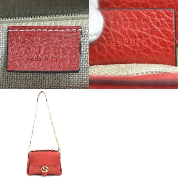 GUCCI Red Leather Shoulder Bag - Picture 5 of 5